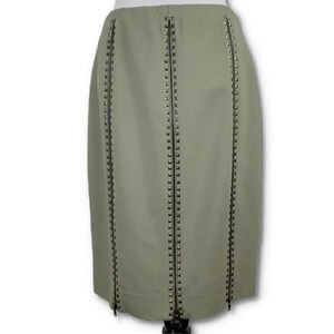 Carlisle womens skirt size 6 army green studded zippered pencil